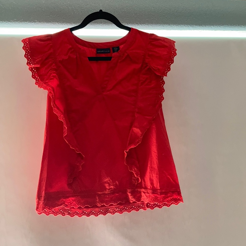 Eyelet Ruffle Cotton Top - Picture 6 of 8